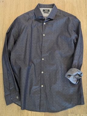 Original Penguin Mens Navy Patterned Button-Up Shirt